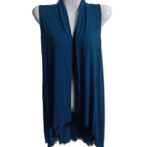 Sleeveless Draped Open Cardigan